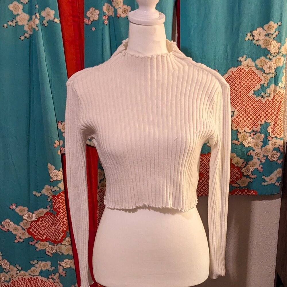 Off White Cropped Knit Top
